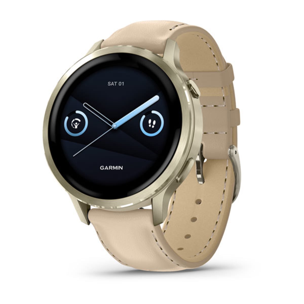 Часы Garmin Venu 4 - 41mm Lunar Gold / Bone Silicone / Light Sand Leather Band