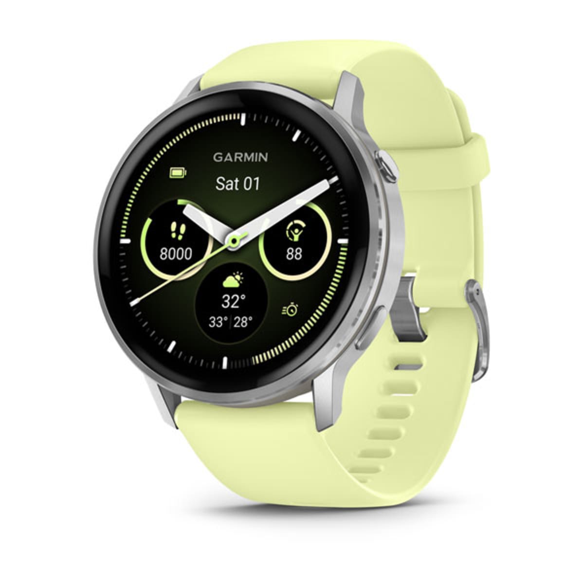 Часы Garmin Venu 4 - 45mm Silver / Citron Silicone